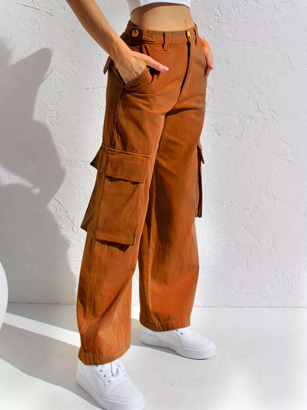 High-Waisted Wide Leg Cargo Jeans