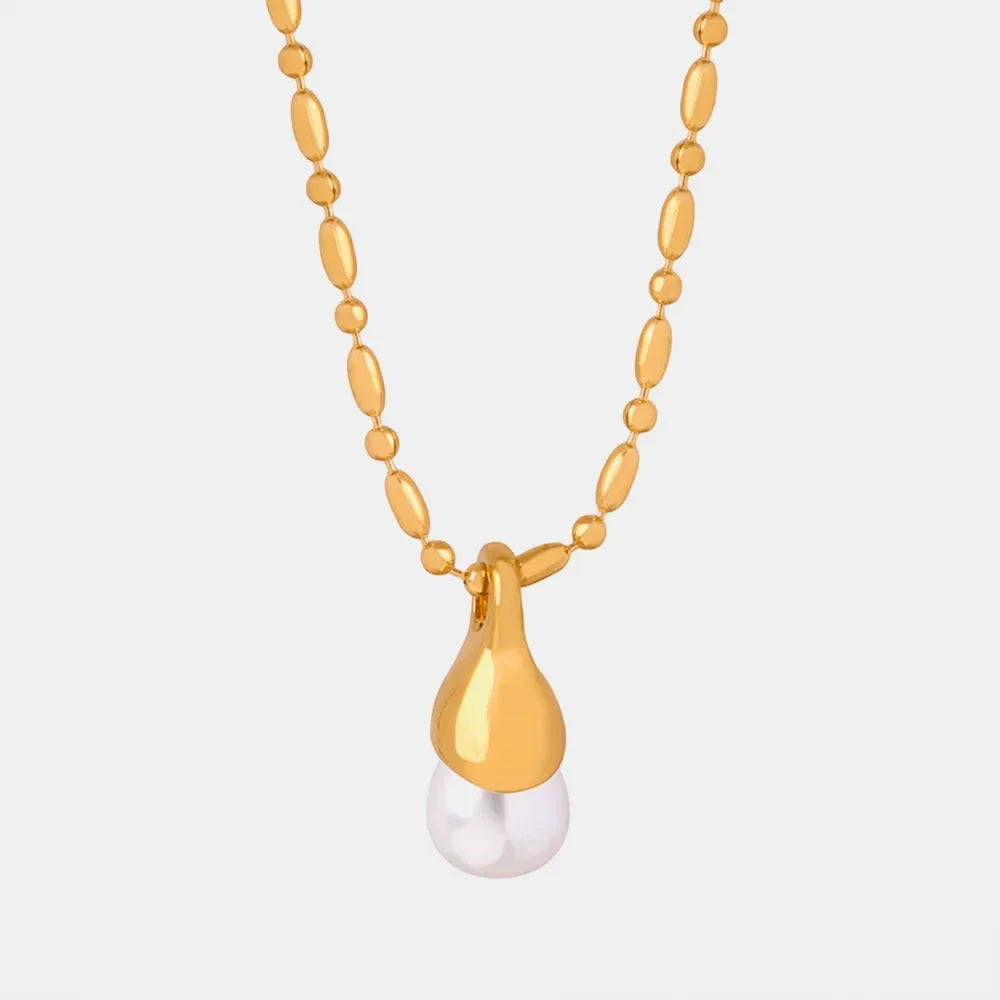 Titanium Steel Pearl Pendant Necklace