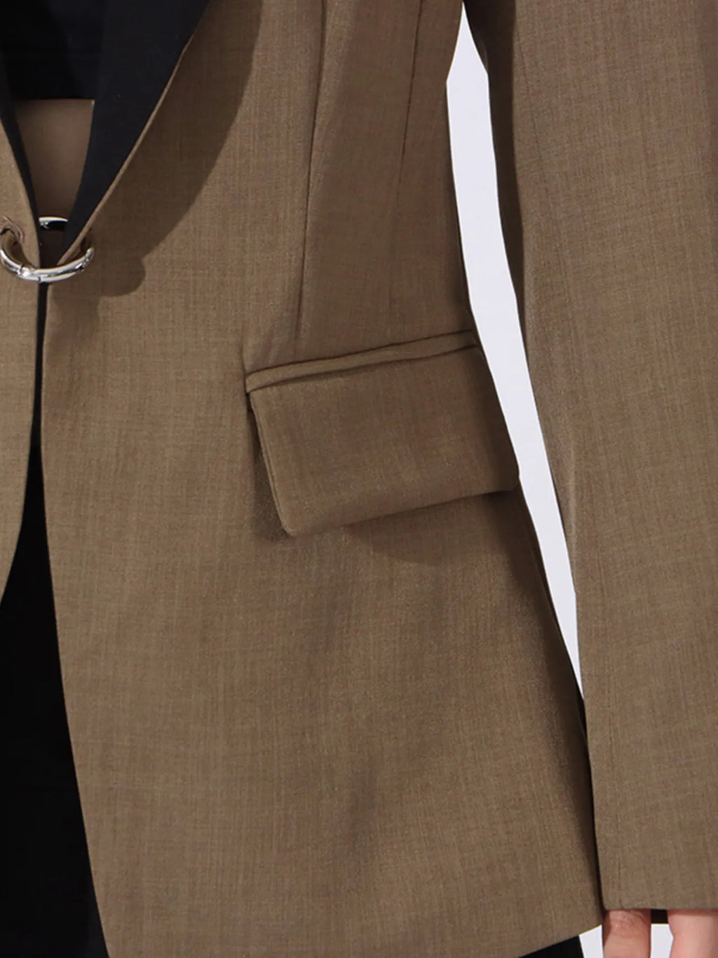 Contrast Lapel Collar Long Sleeve Blazer