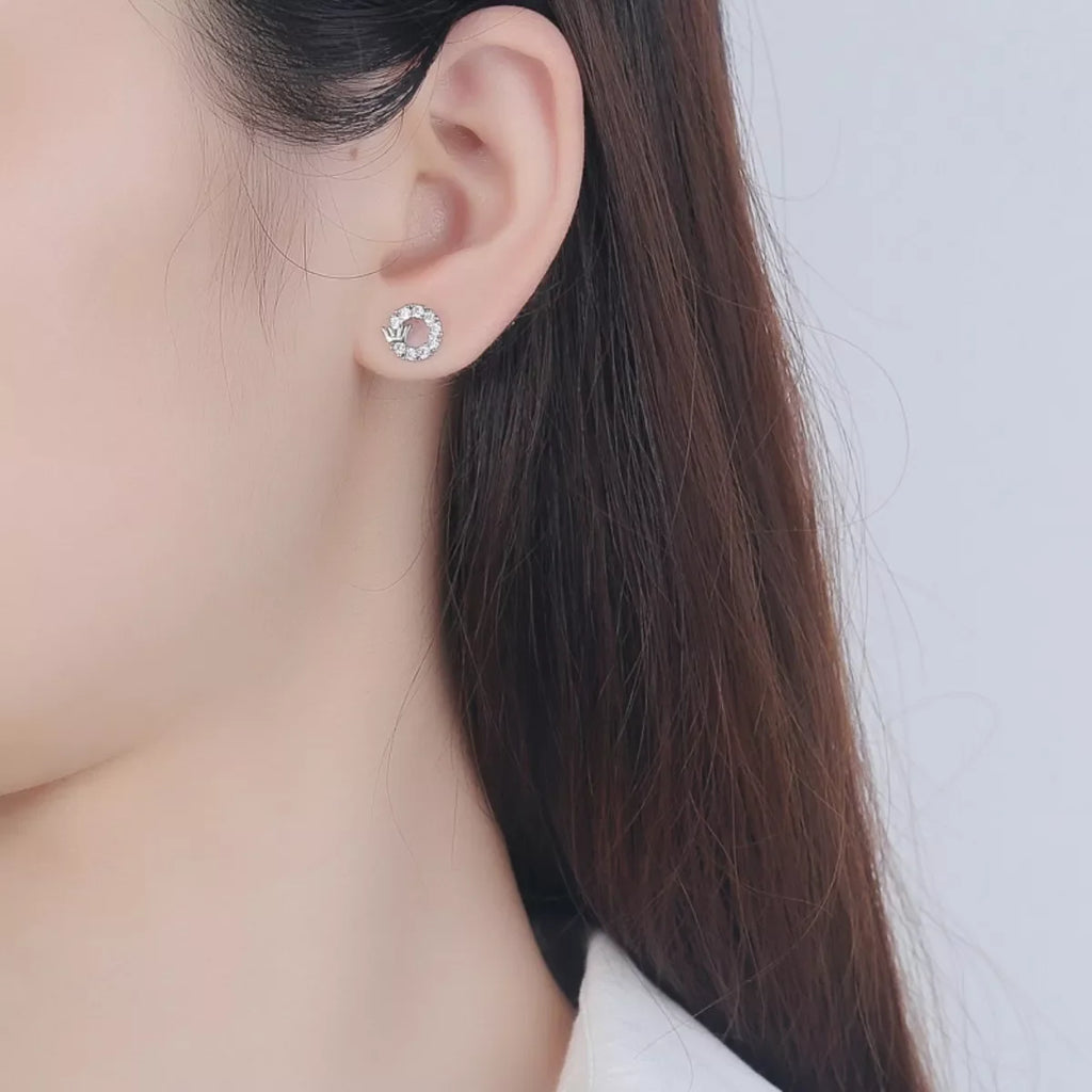 Crown Circle Stud Earrings