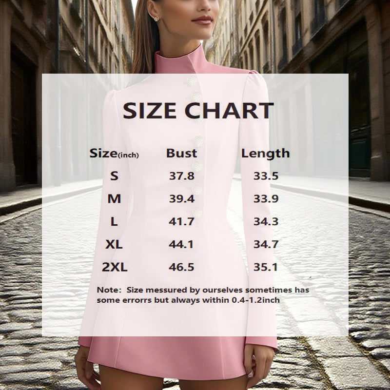 Women’s Stand Collar Blazer Dress – Slim Fit Formal Short Outfit