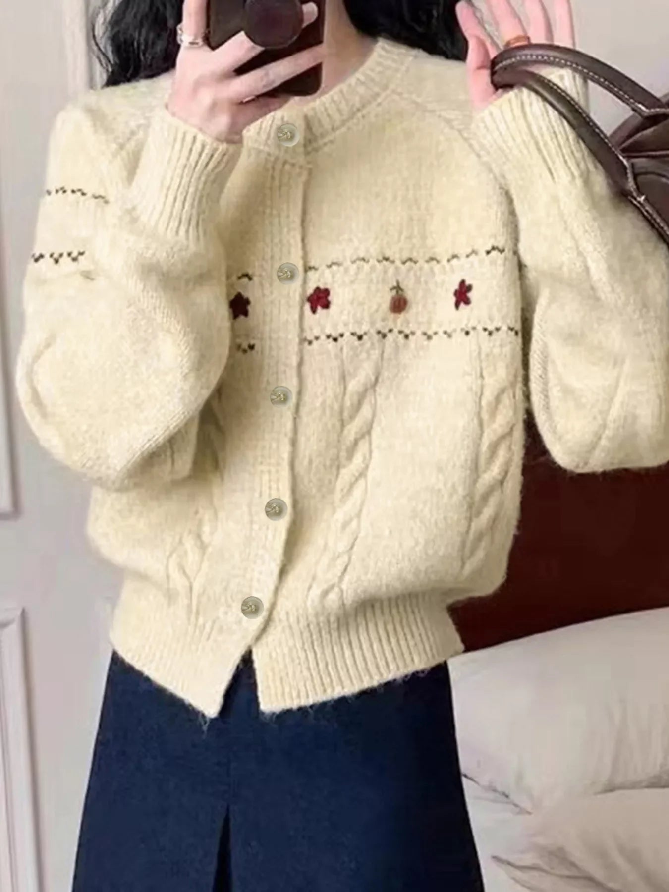 Cable Knit Button Up Cardigan