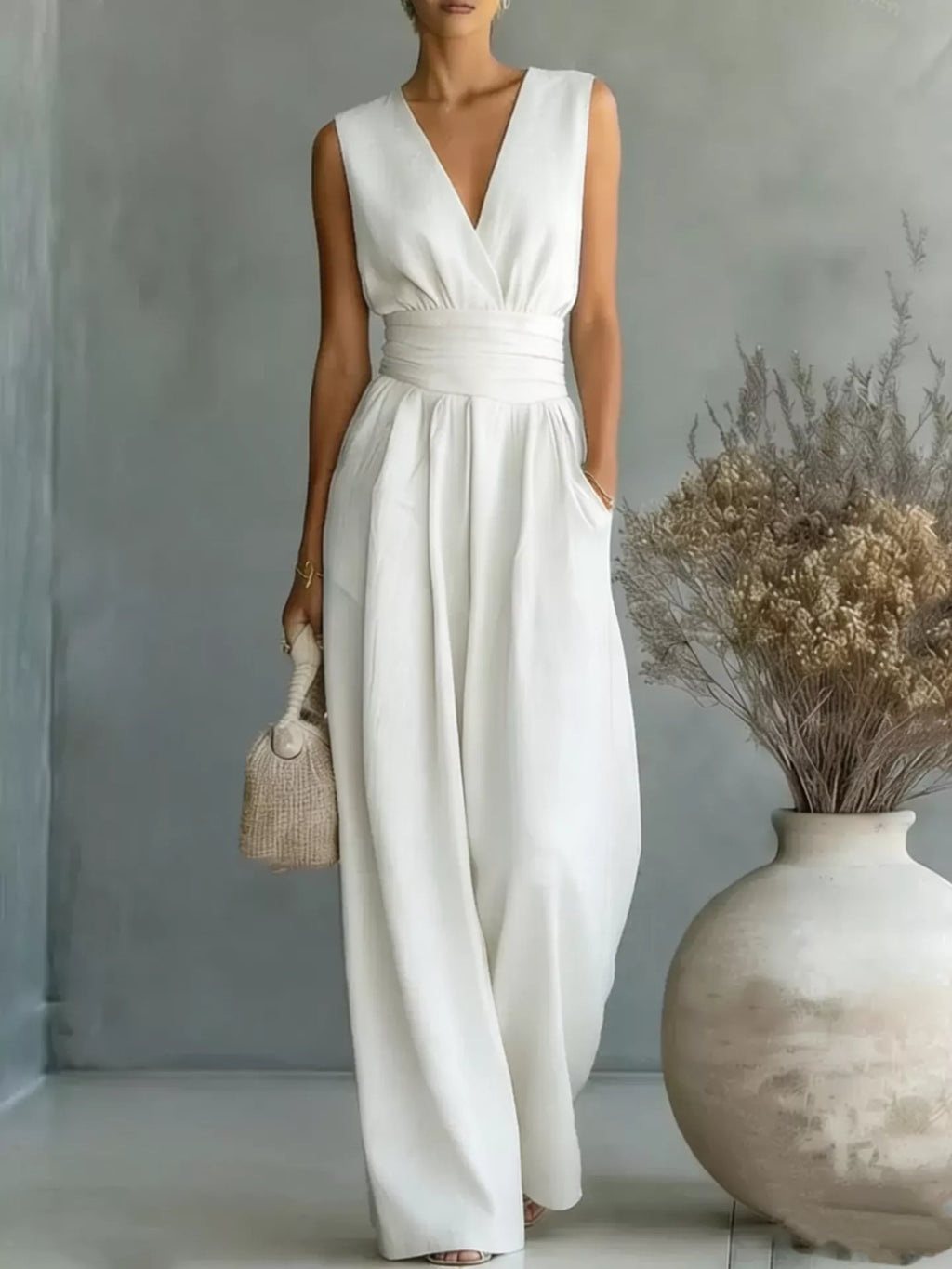 Full Size Sleeveless Wide-Leg Jumpsuit Plus Size