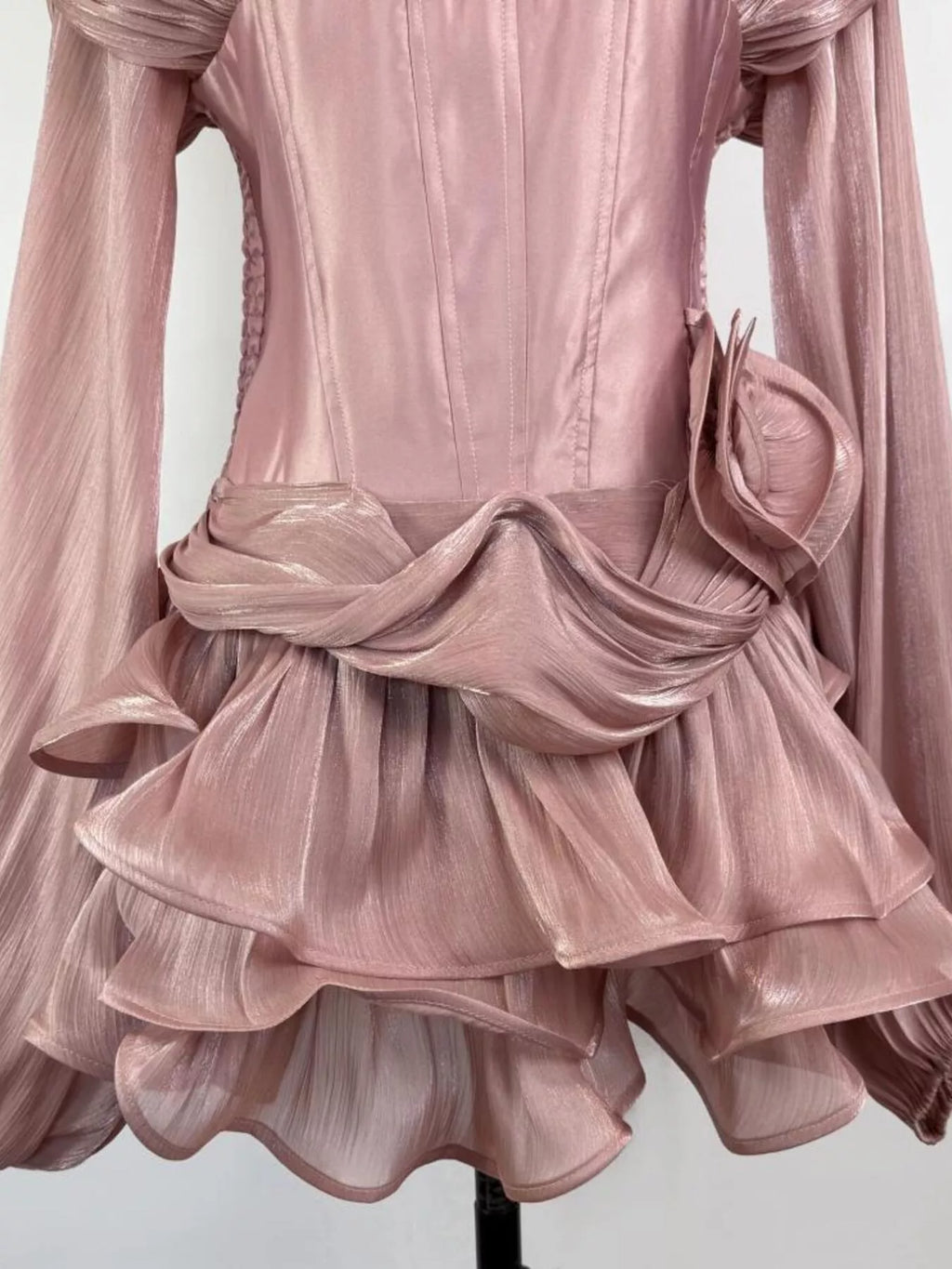 Ruffled Long Sleeve Mini Dress
