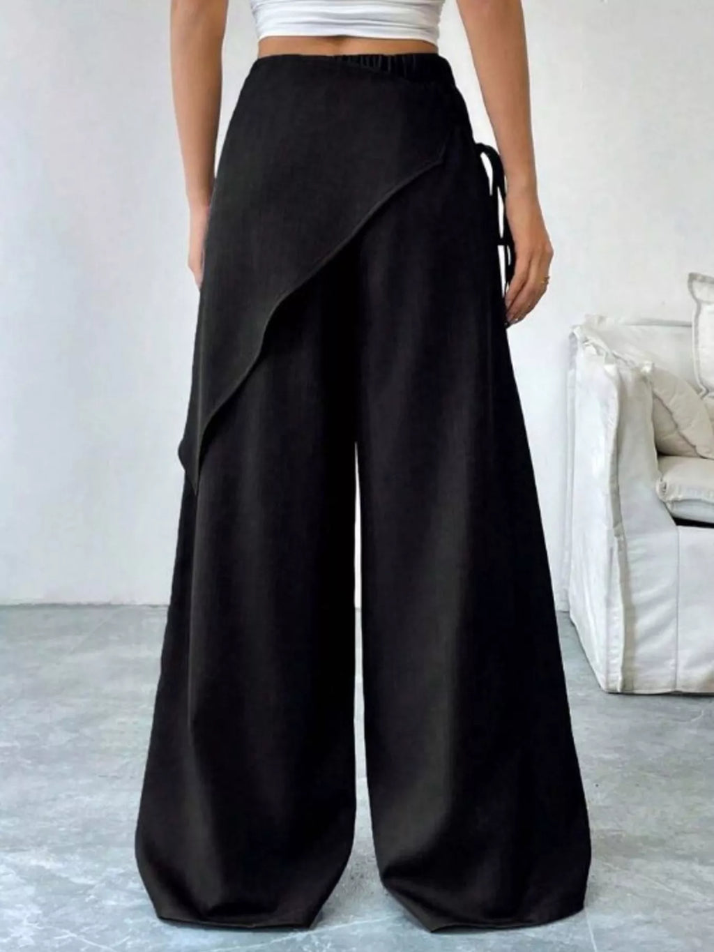 Wrap-Front Wide-Leg Pants
