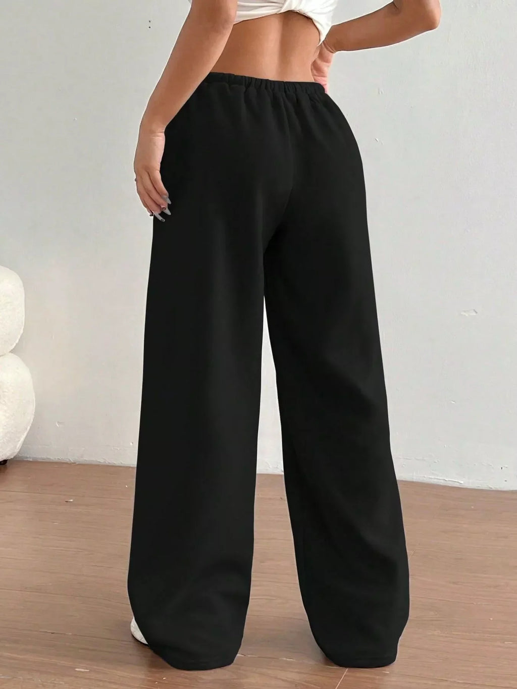 Casual Drawstring High Waist Wide Leg Sweatpants