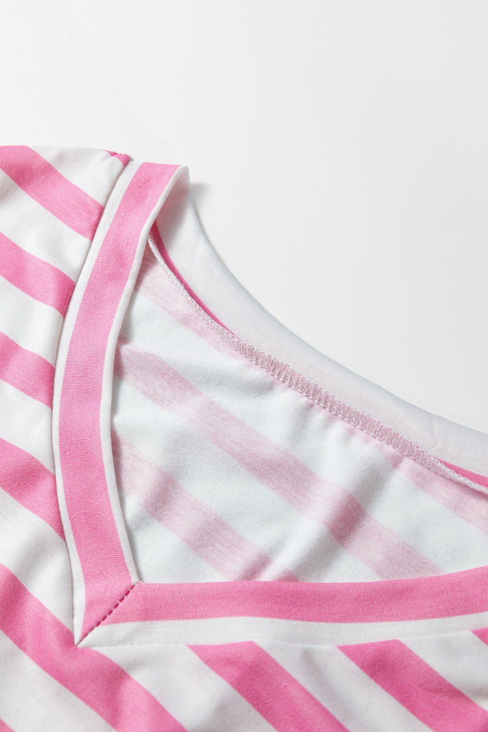 Stripe V Neck Patched Pocket Casual T Shirt
