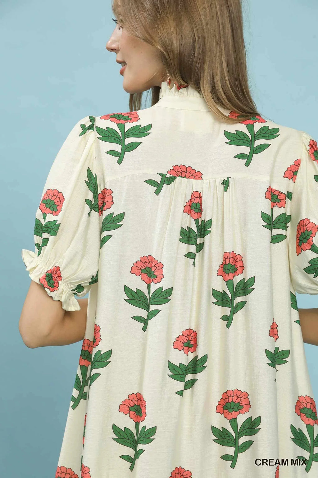Umgee Floral Print Babydoll Dress