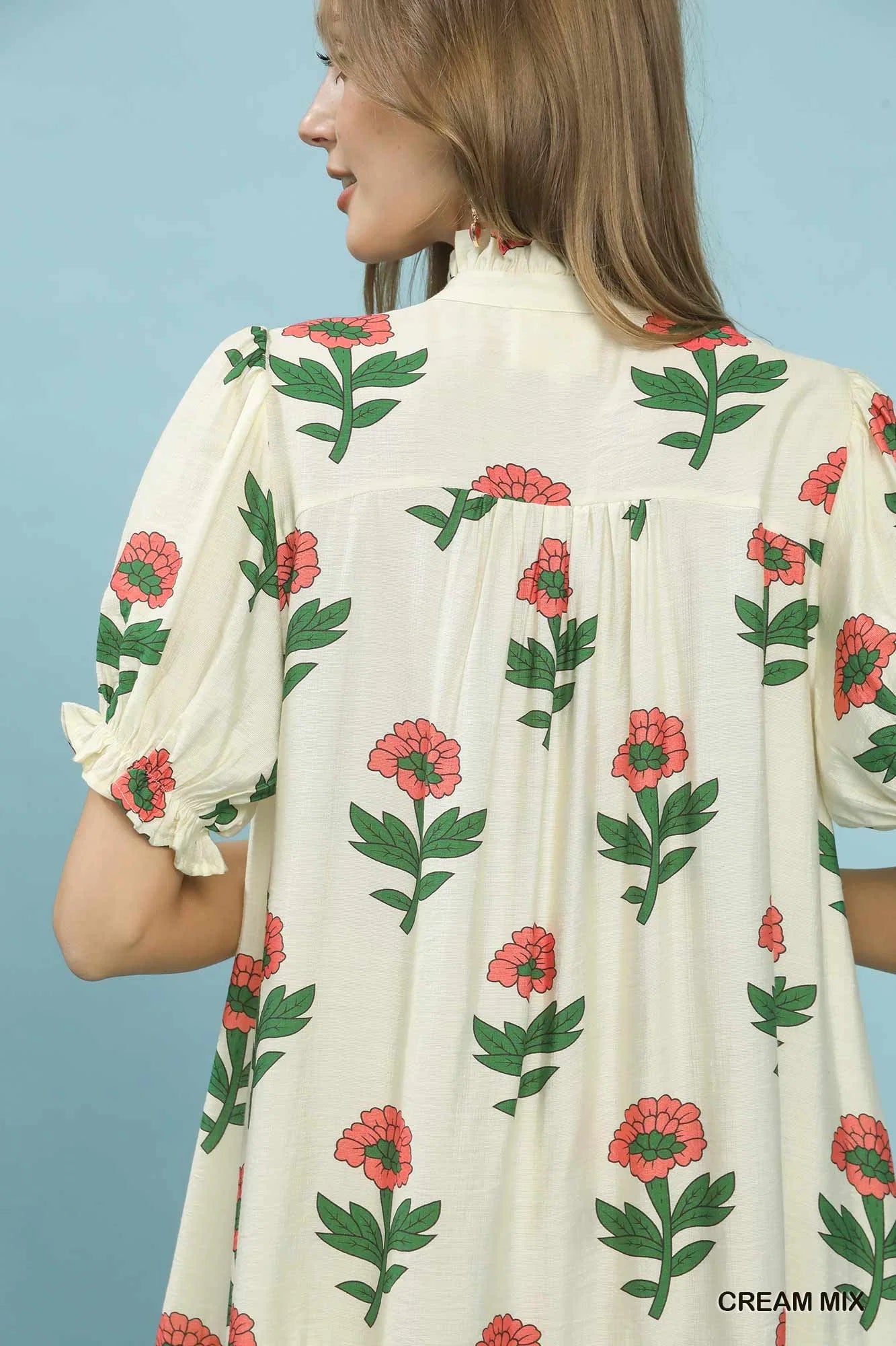 Umgee Floral Print Babydoll Dress