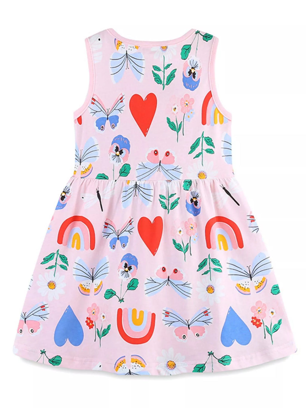 Children's Butterfly and Rainbow Print Sleeveless Dress