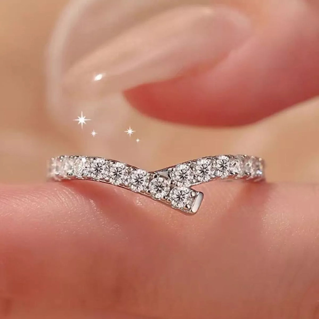 925 Sterling Silver Moissanite Geometric Ring