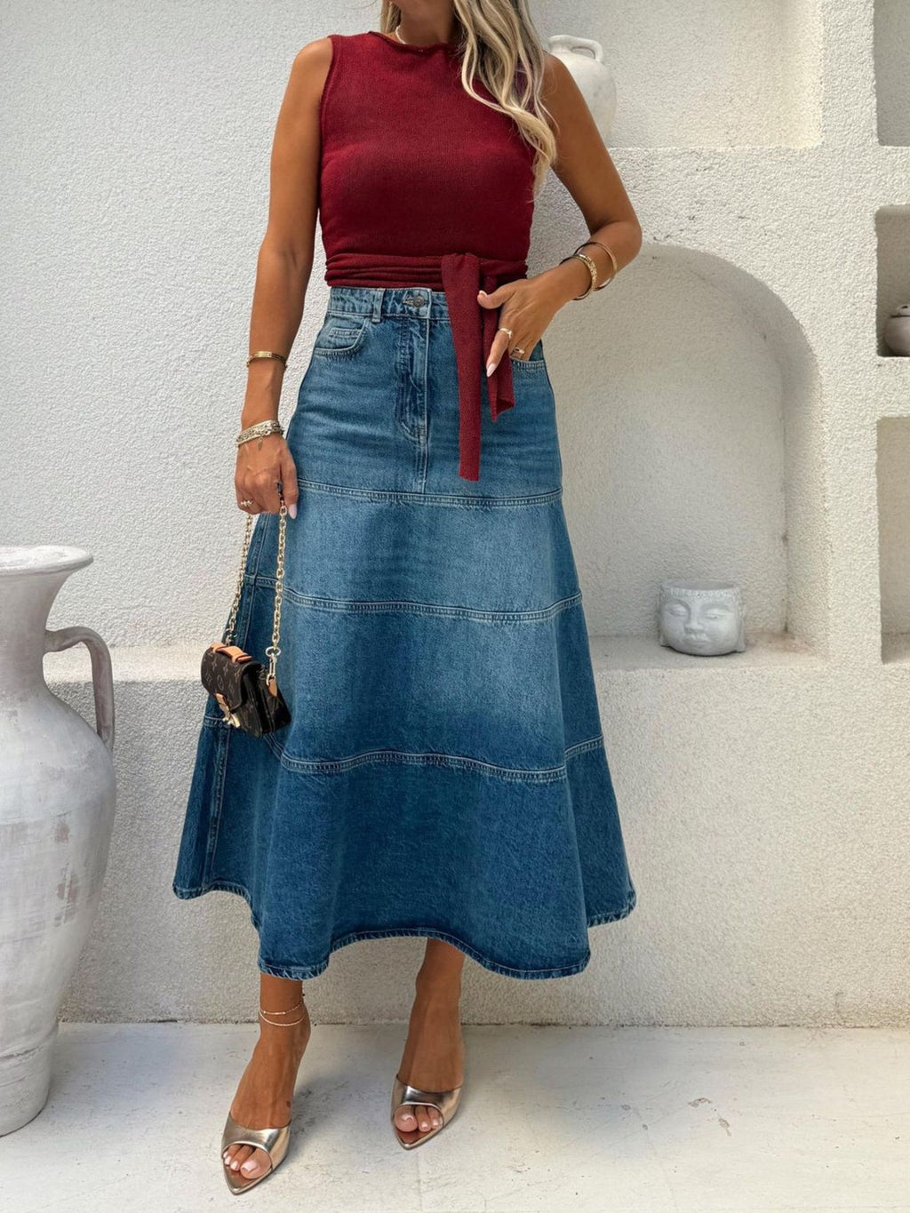 High-Waisted Denim Skirt