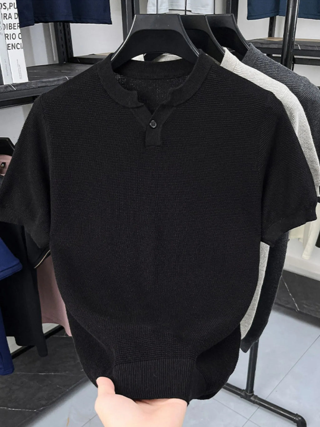 Men's Plus Size Notched Short Sleeve T-Shirt