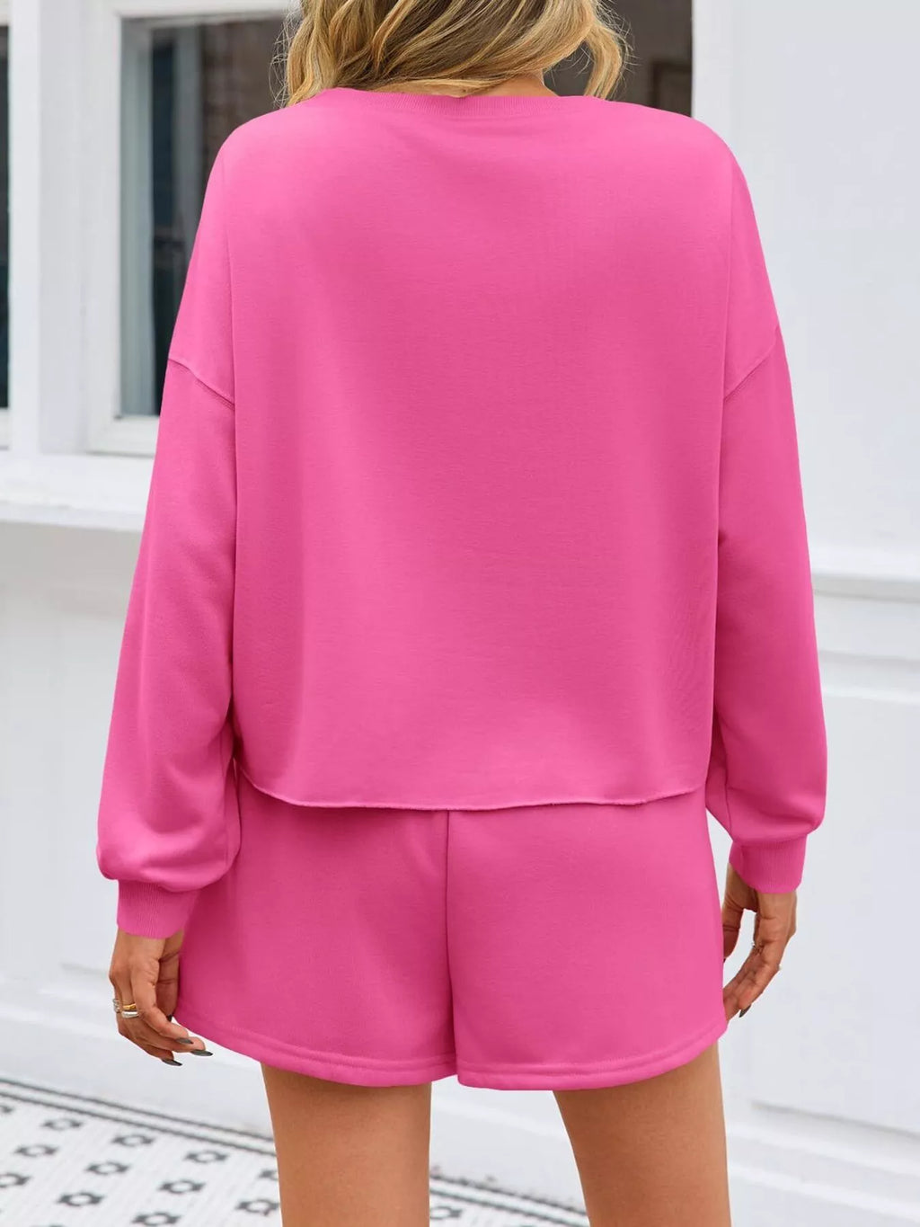 Pearl Embellished Round Neck Top and Skort Set