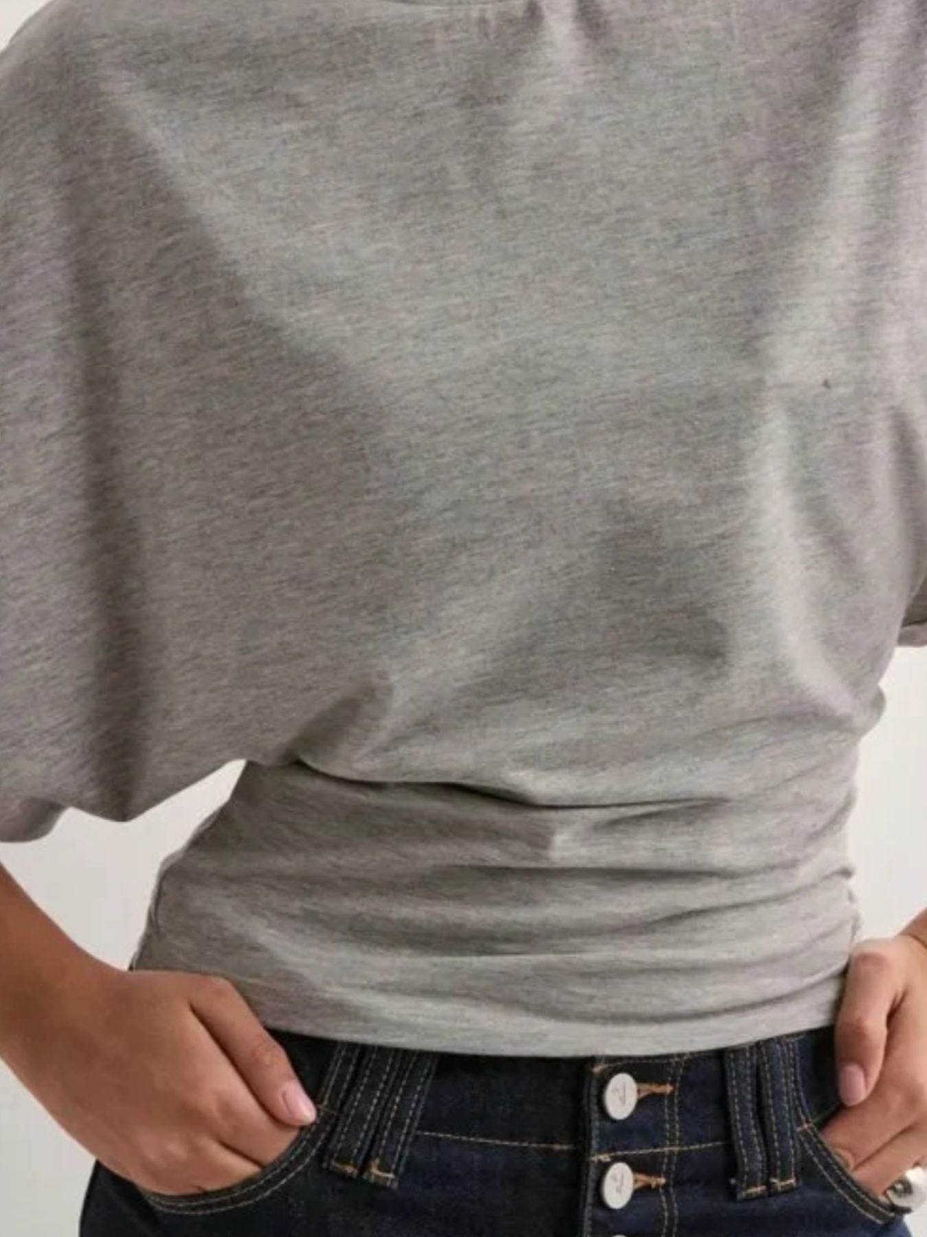 Batwing Sleeve Fitted Waist T-Shirt