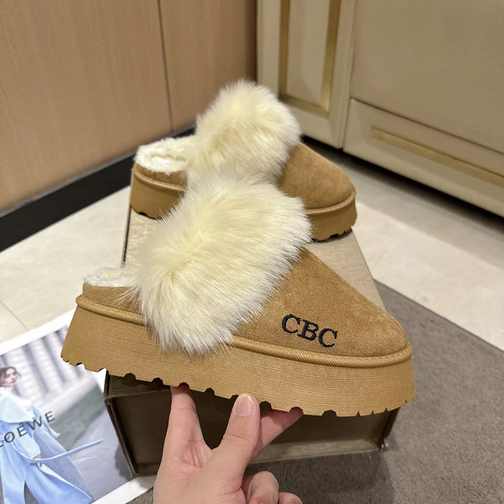 Furry Platform Slippers
