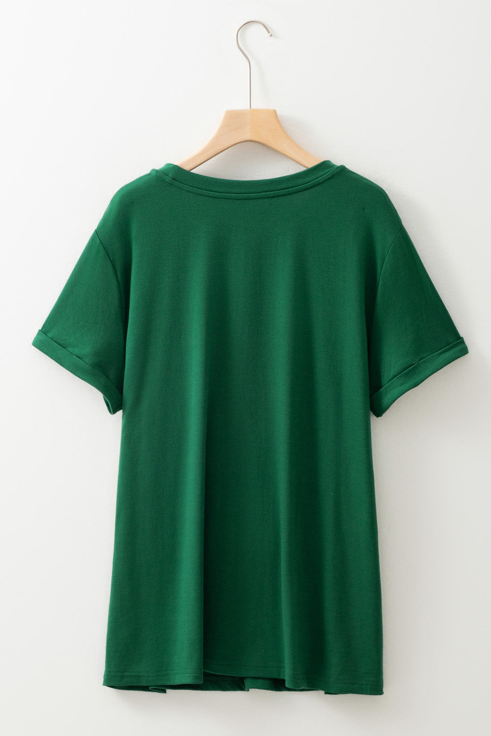 Plus Size Solid Rolled Short Sleeve T-Shirt