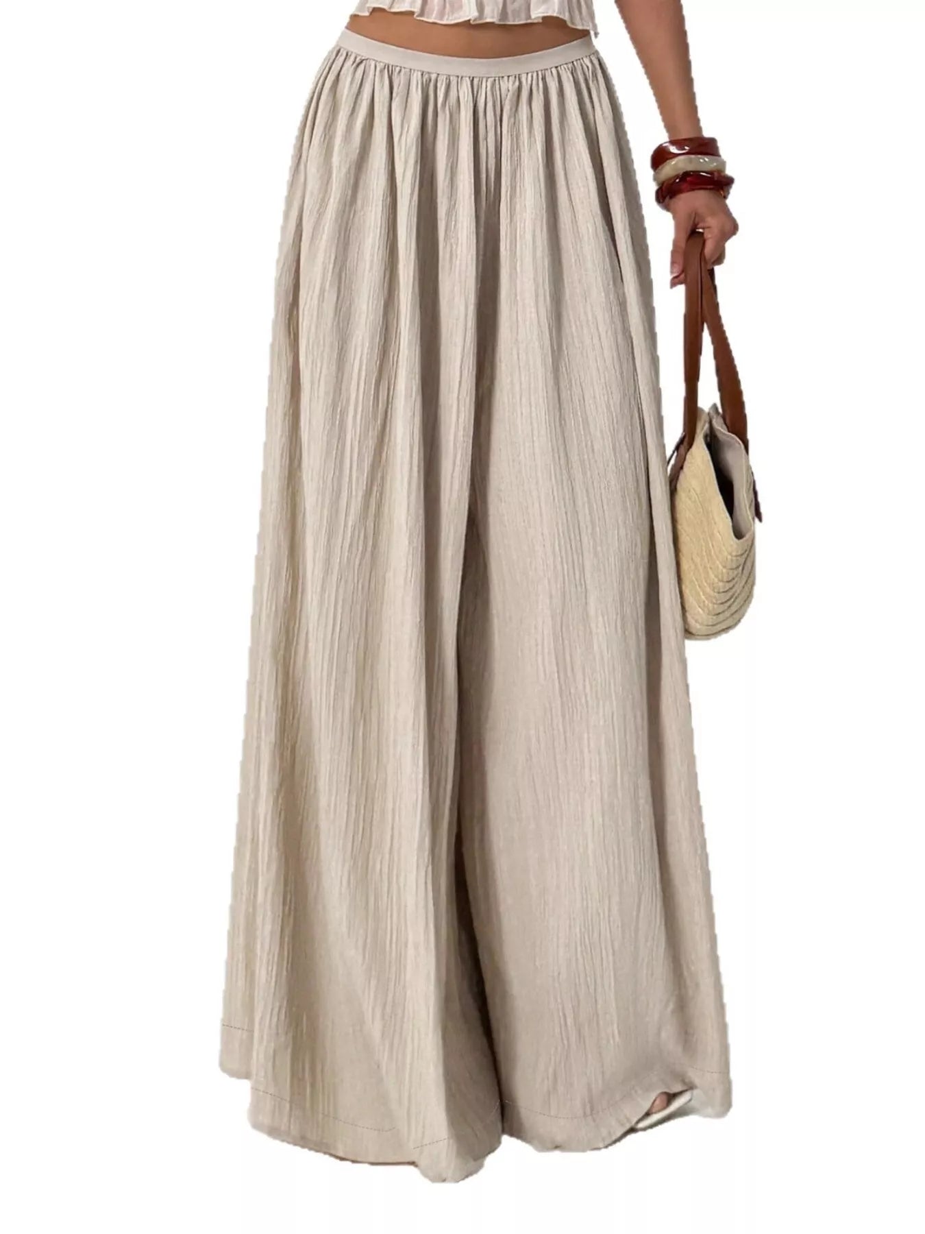 Wide-Leg Textured Pants