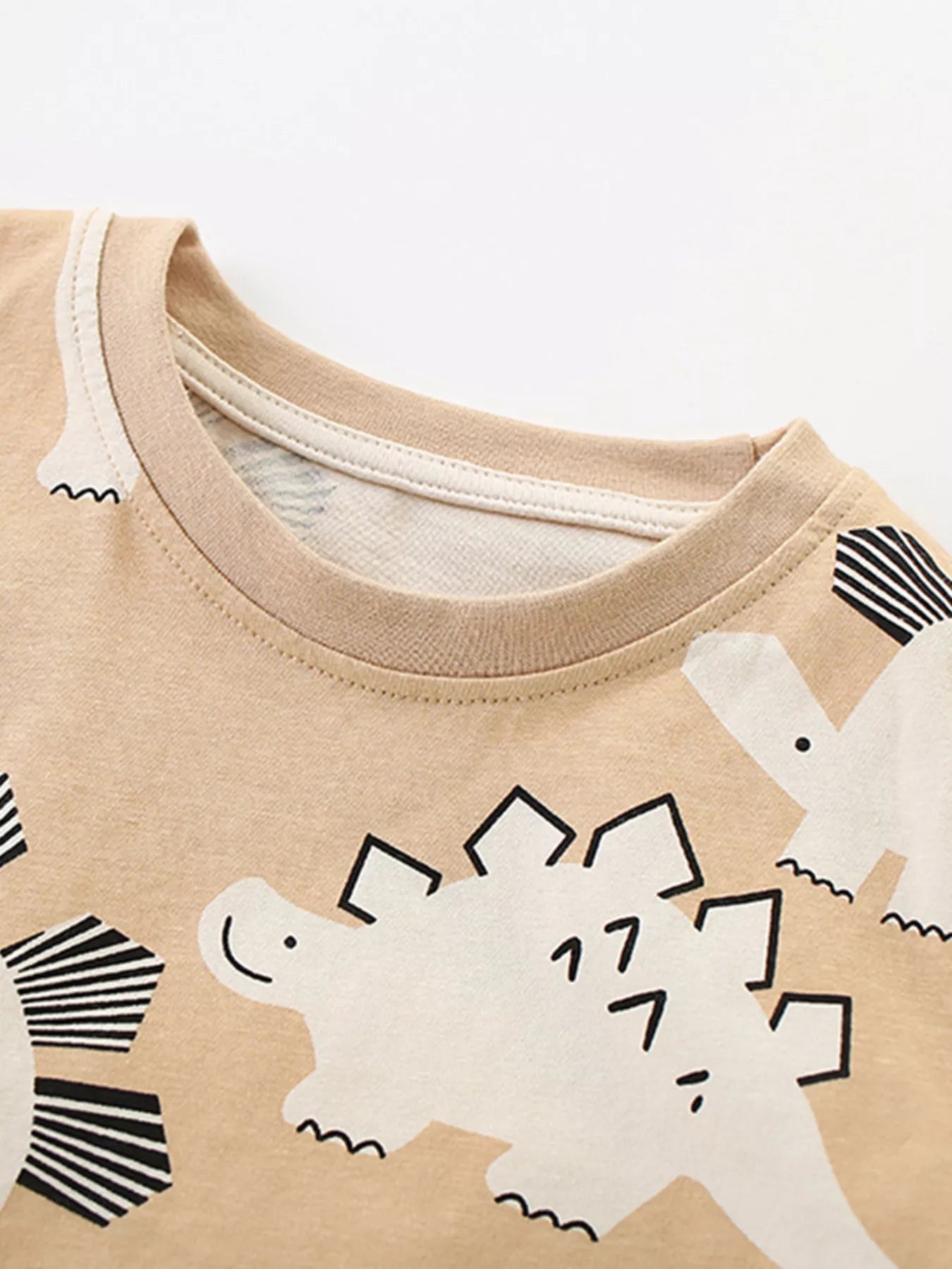 Children's Dinosaur Print Round Neck Top and Shorts Set
