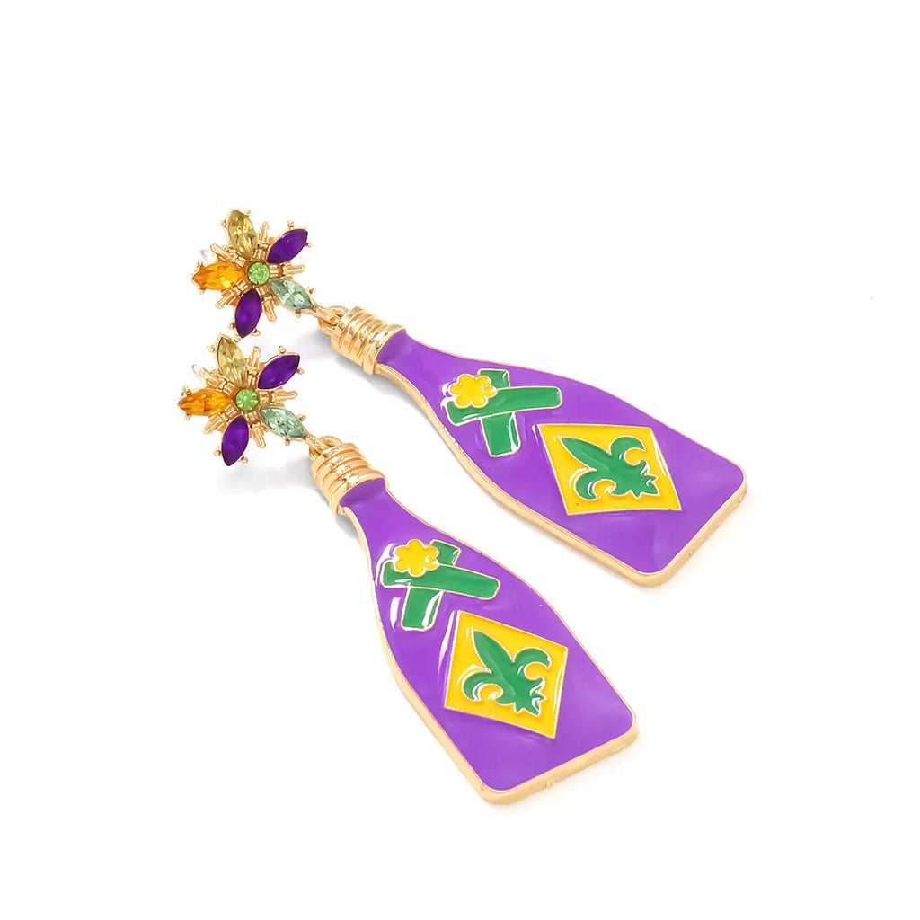 Mardi Gras Bottle Dangle Earrings