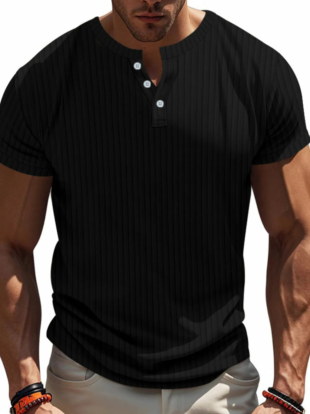 Men's Full Size Button Detail Short Sleeve T-Shirt Plus Size