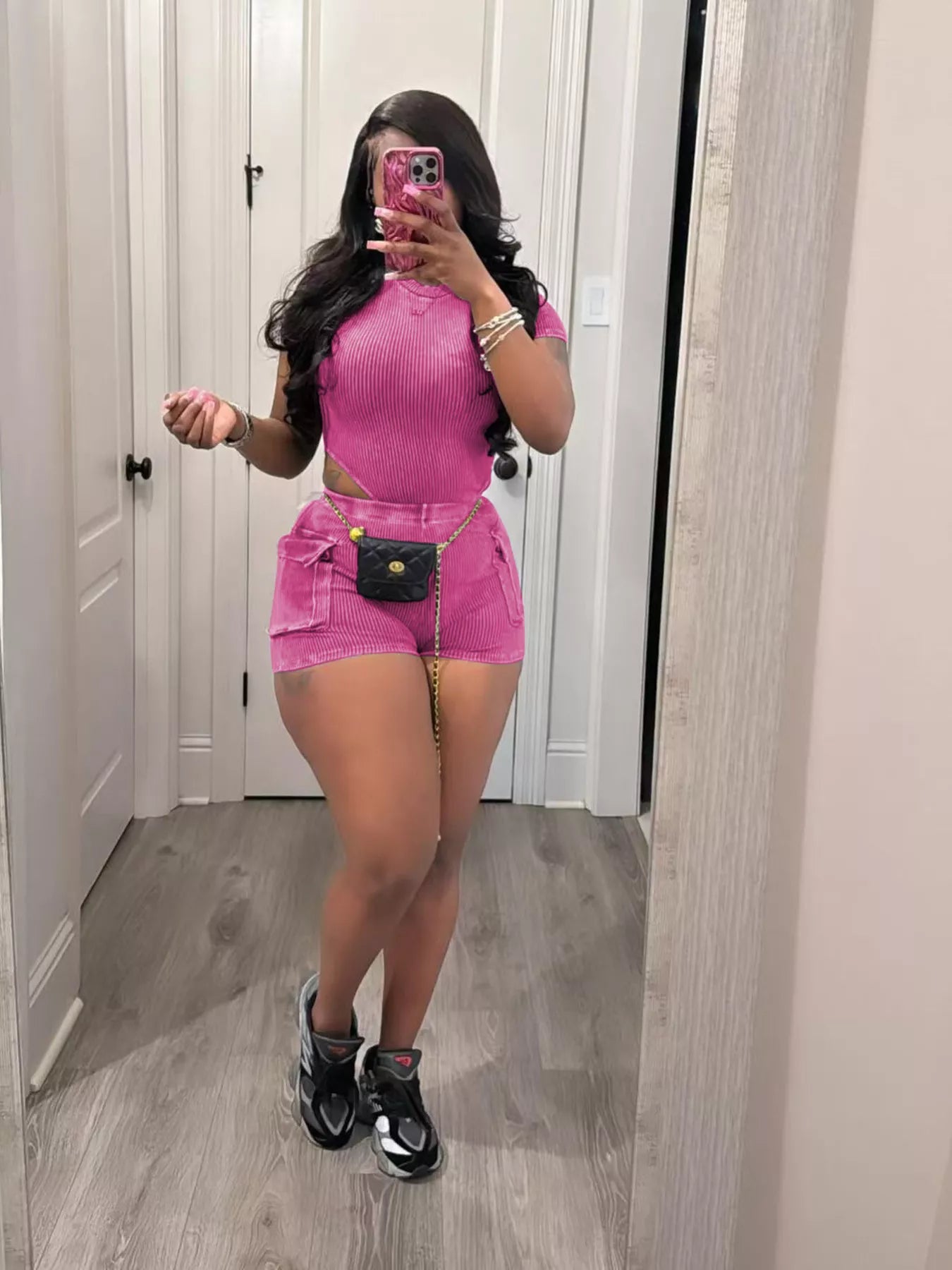 Ribbed Knit Bodysuit and Shorts Set