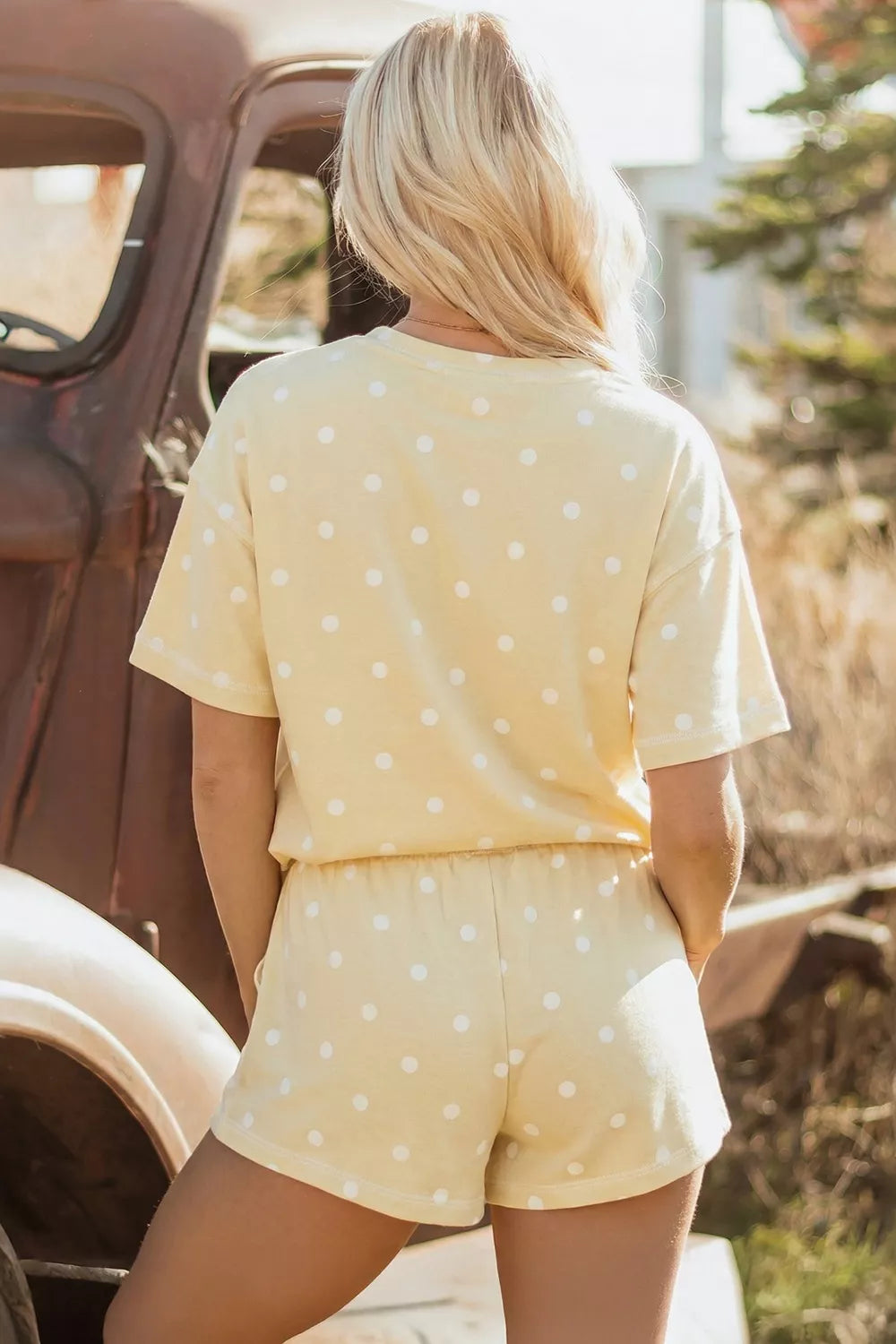 Polka Dot Casual Tee and Shorts Set