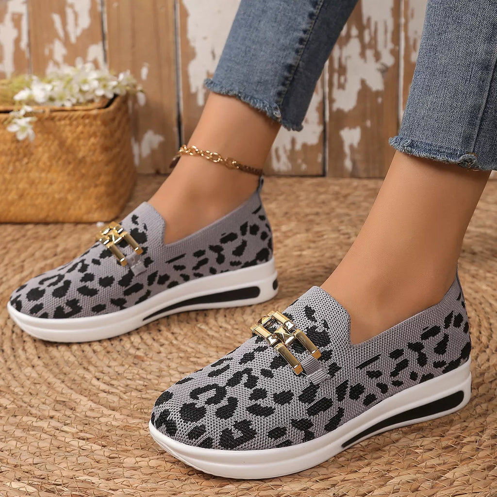 Leopard Mesh Slip-Ons