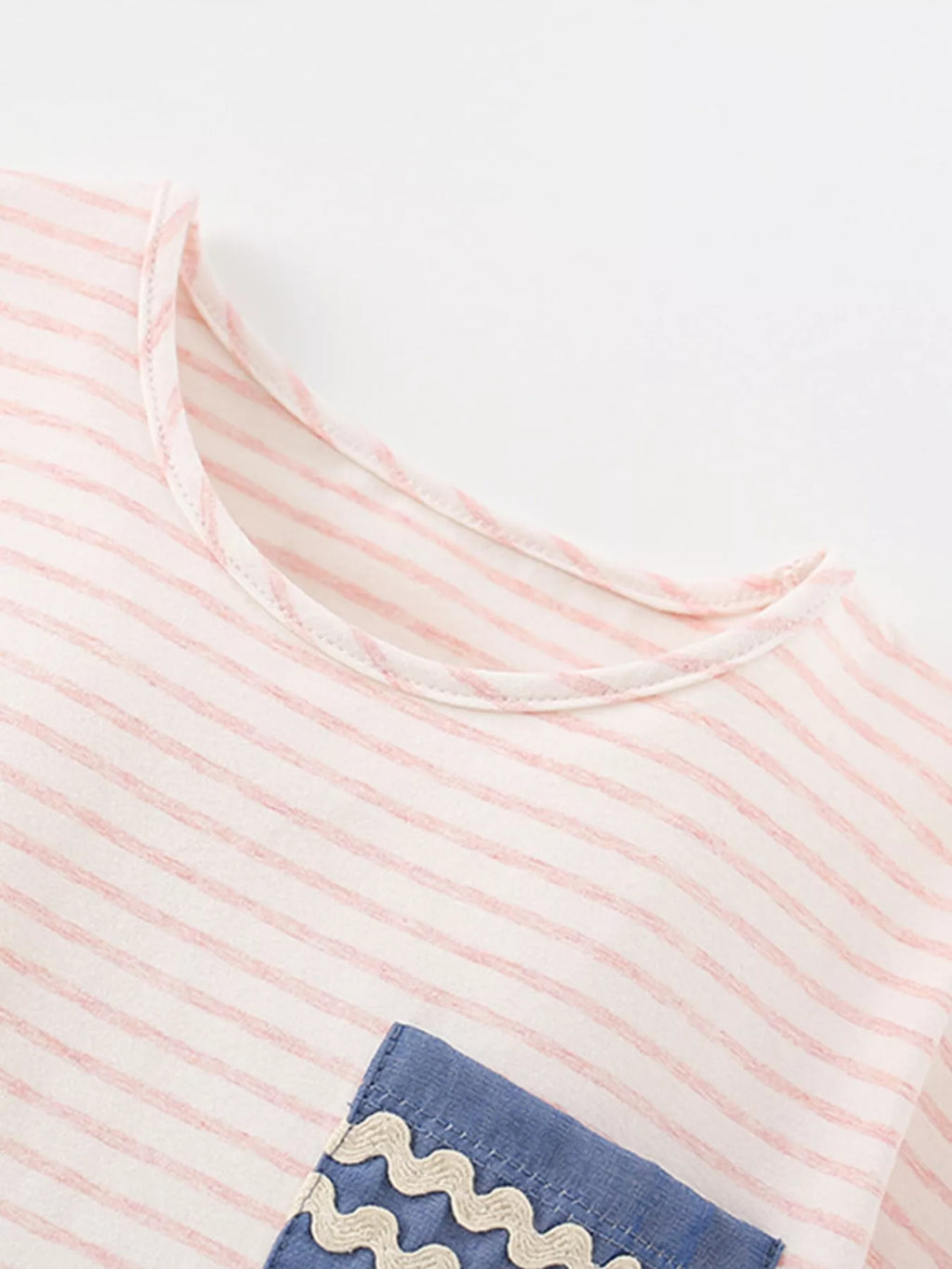 Children's Cute Cartoon Caterpillar Applique Striped T-Shirt