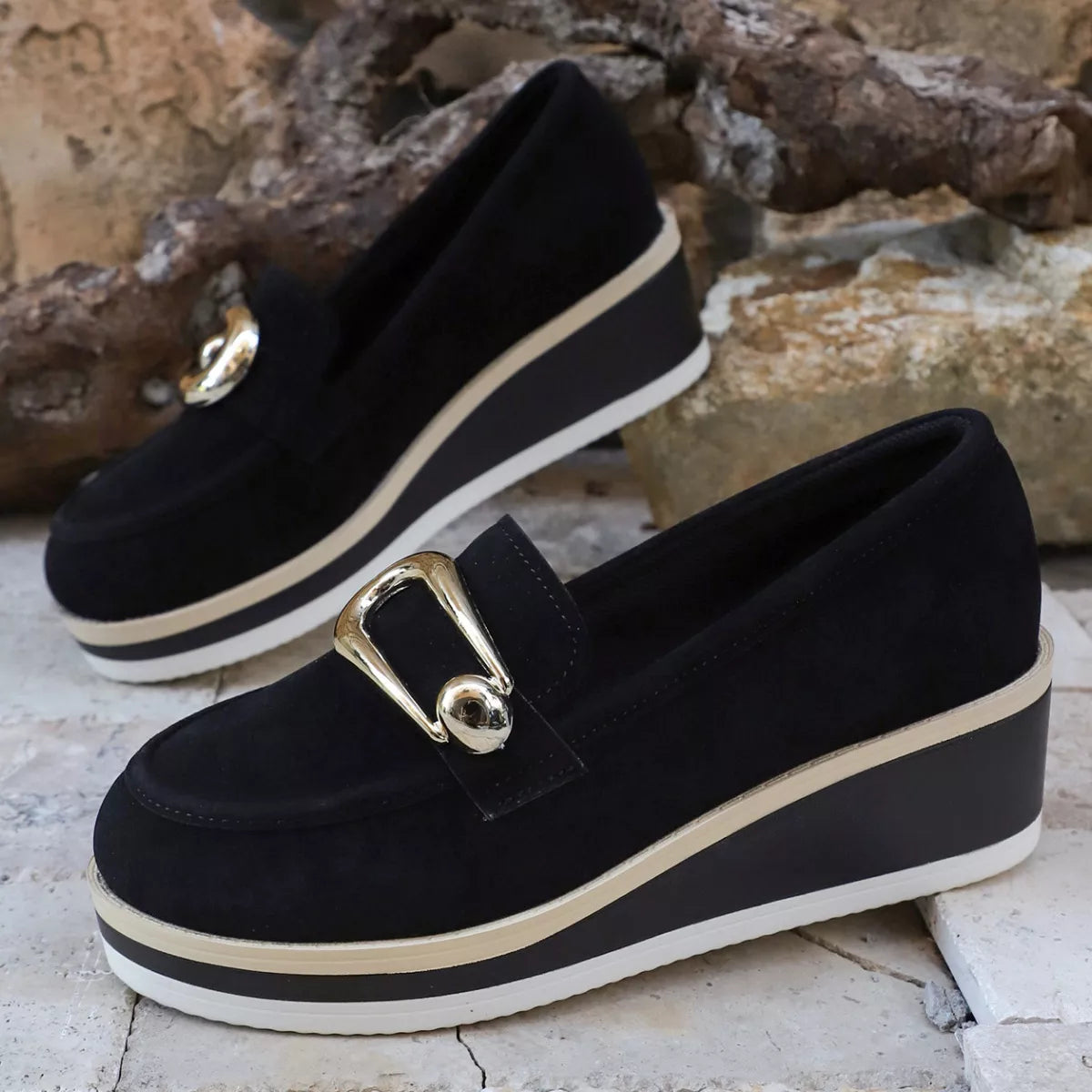 Round Toe Wedge Loafers
