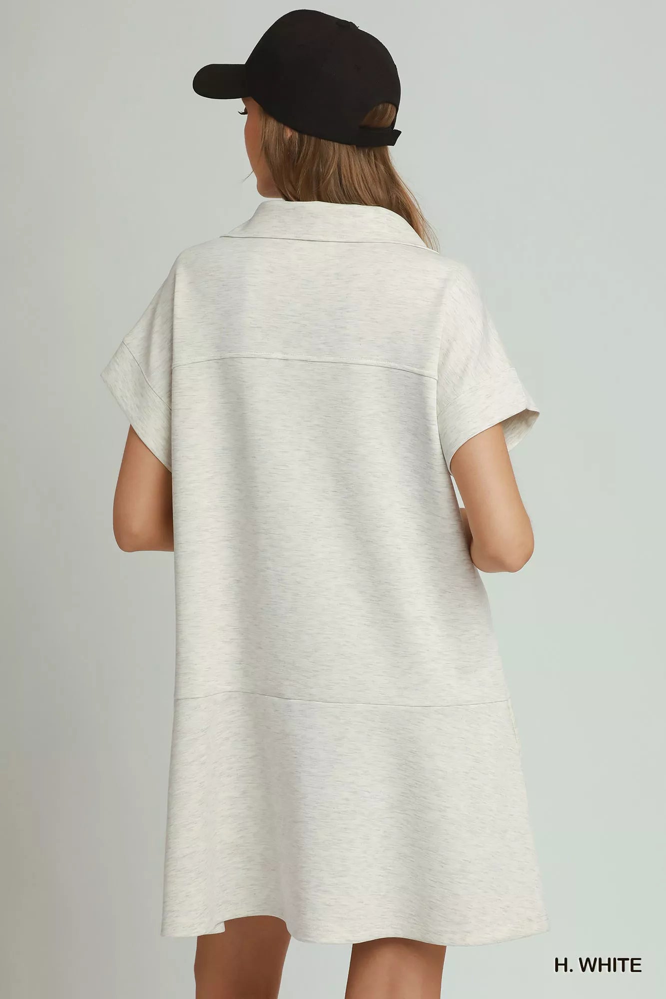 Umgee Collared Quarter Zip Dress with Size Pocket