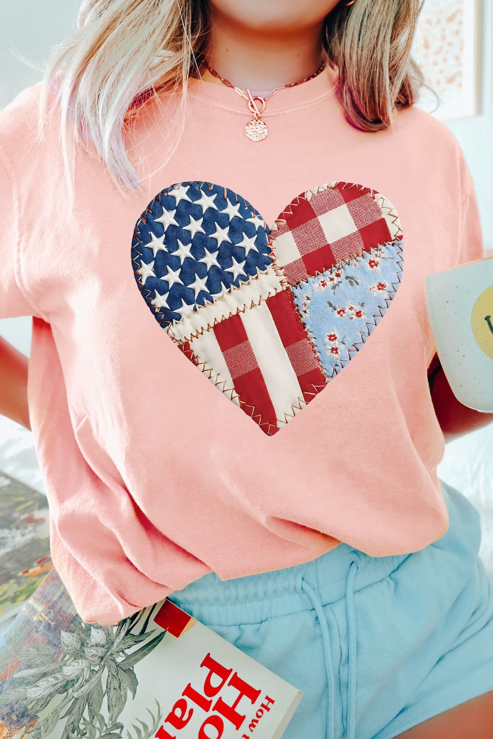 Patriotic Heart Round Neck Tee