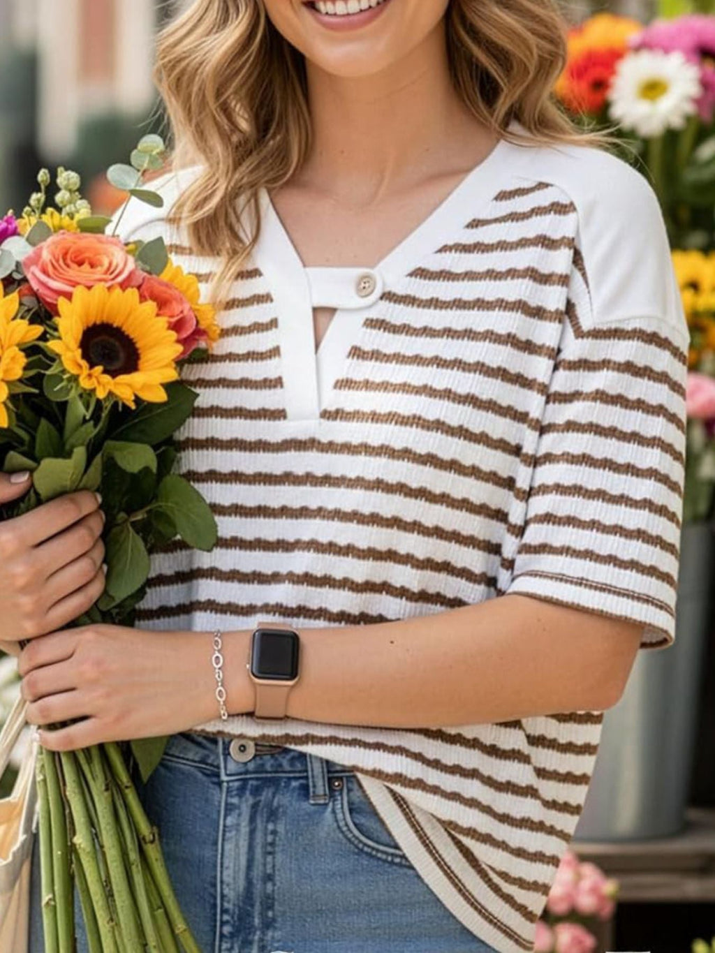 Striped Short Sleeve Casual T-Shirt