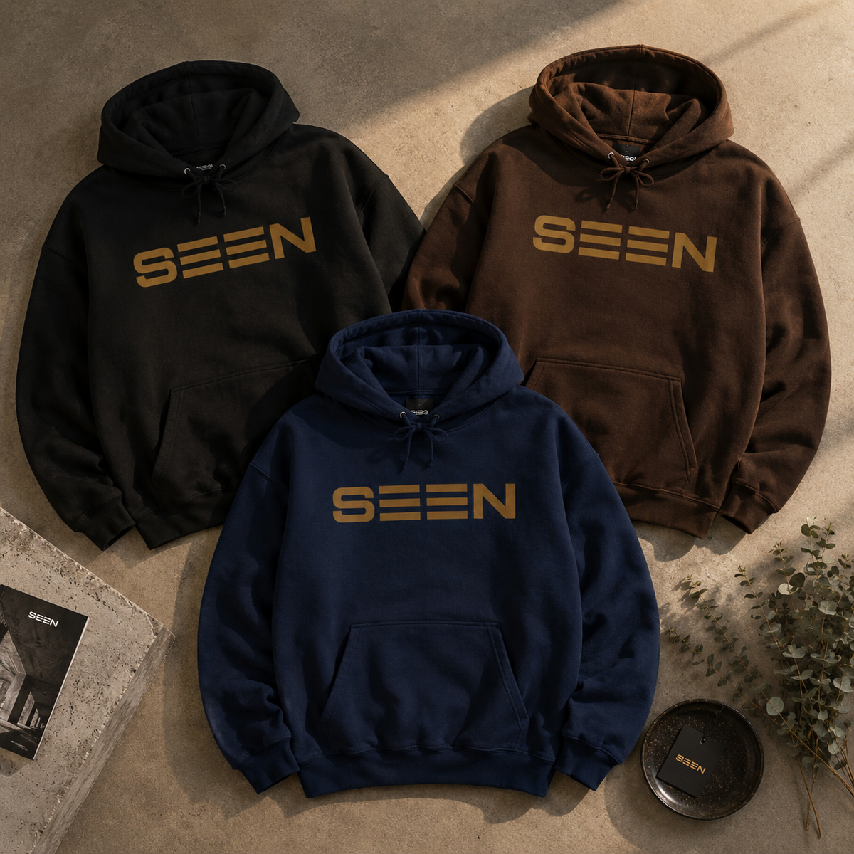 SEEN. Logo Hoodie — Bold Retro Stripe Pullover