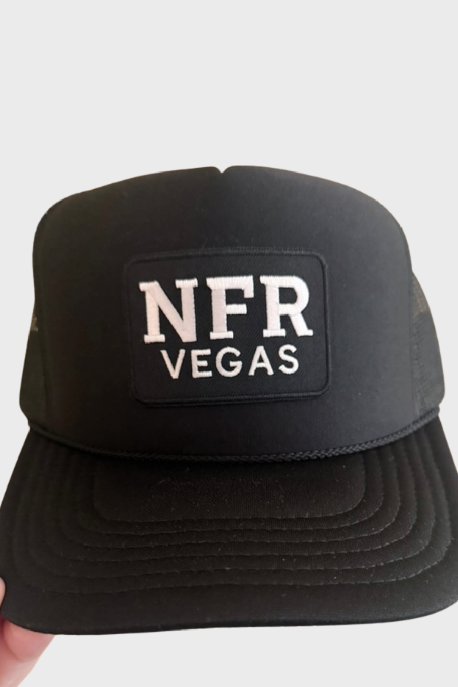 NFR Vegas  - Embroidered  Patch on Black Trucker Hat