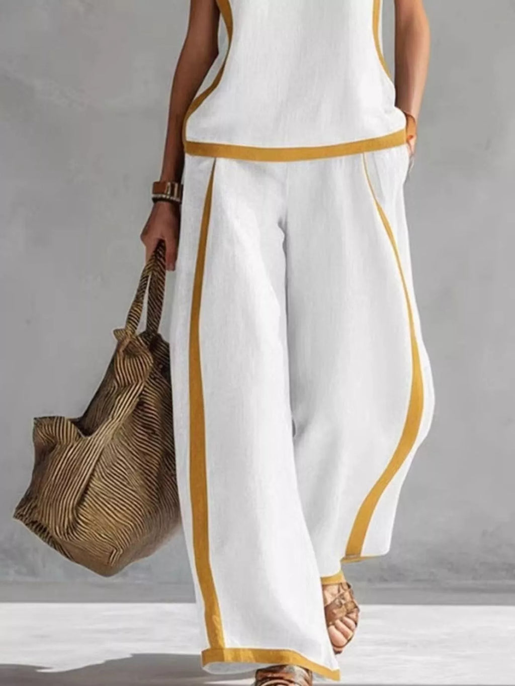 Sleeveless Tank Top and Wide-Leg Pants Set