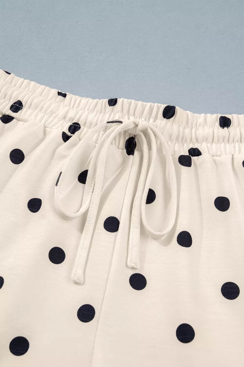 Exposed Seam Detail Polka Dot Loose Tee Drawstring Shorts Set