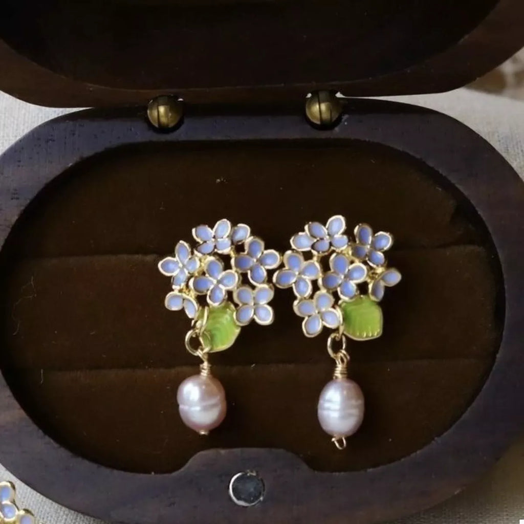 Flower Pearl Drop Earrings
