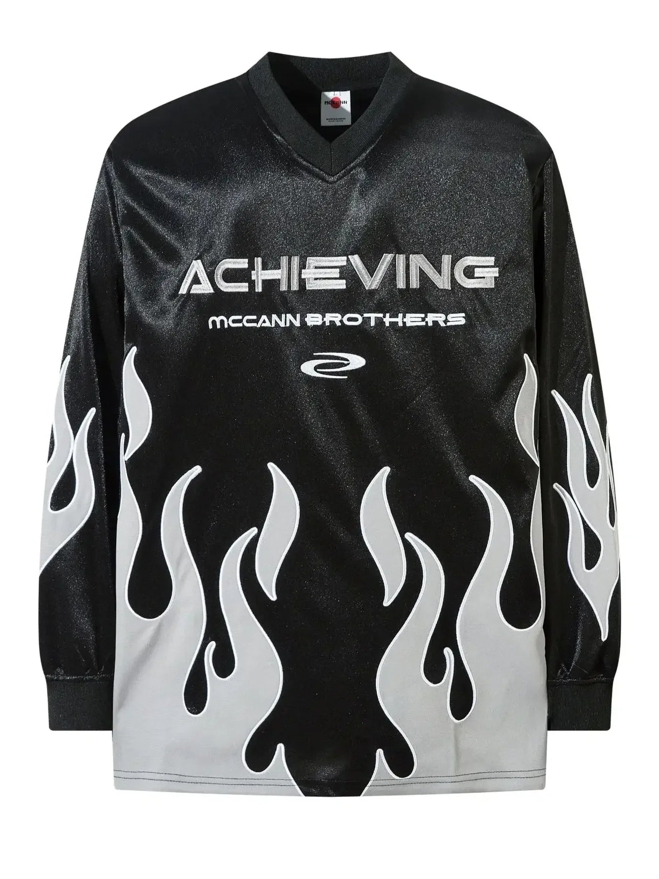 Men's V-Neck T-Shirt with Flame Graphics