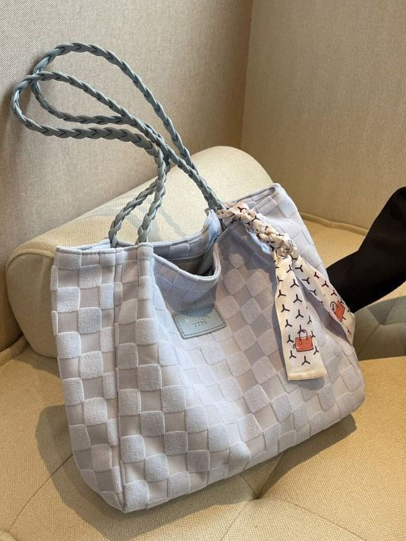 Lightweight Checkered Shoulder Bag
