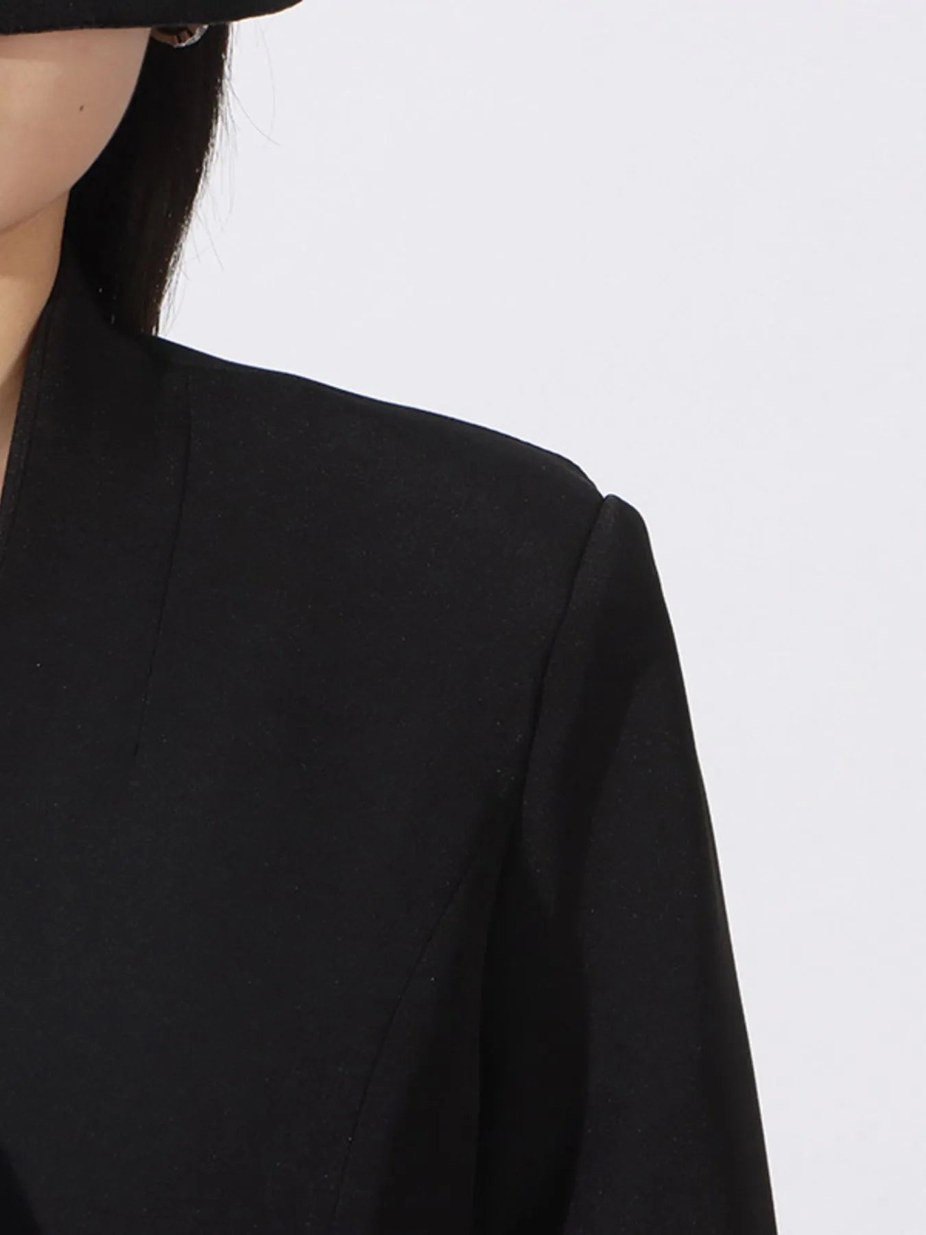 Flower Button Front Long Sleeve Blazer