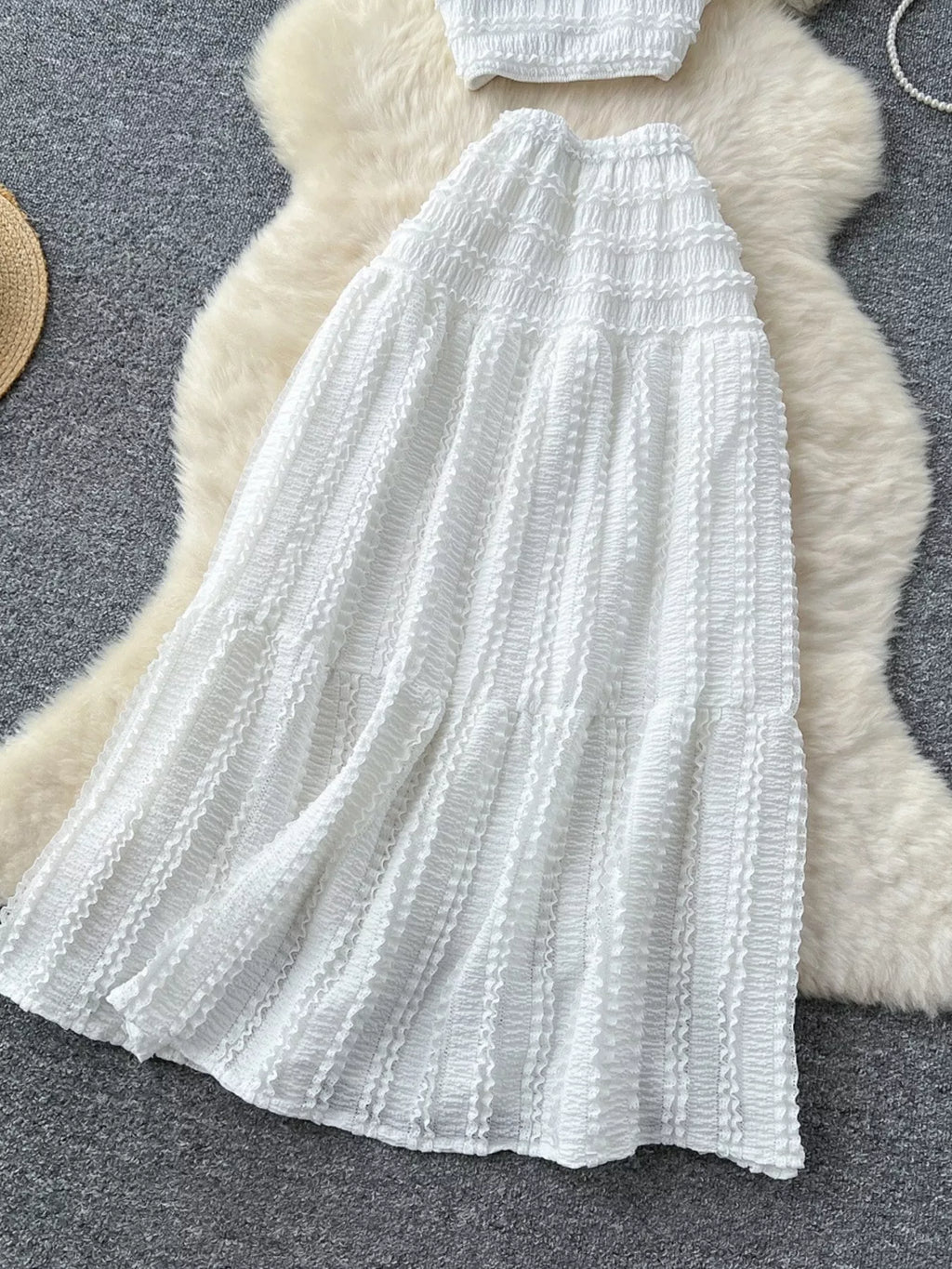 Ruched Crop Top and Maxi Skirt Set