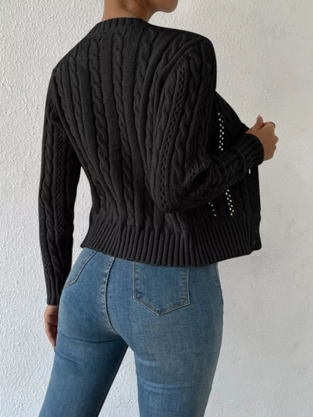 Cable Knit Button-Up Cardigan