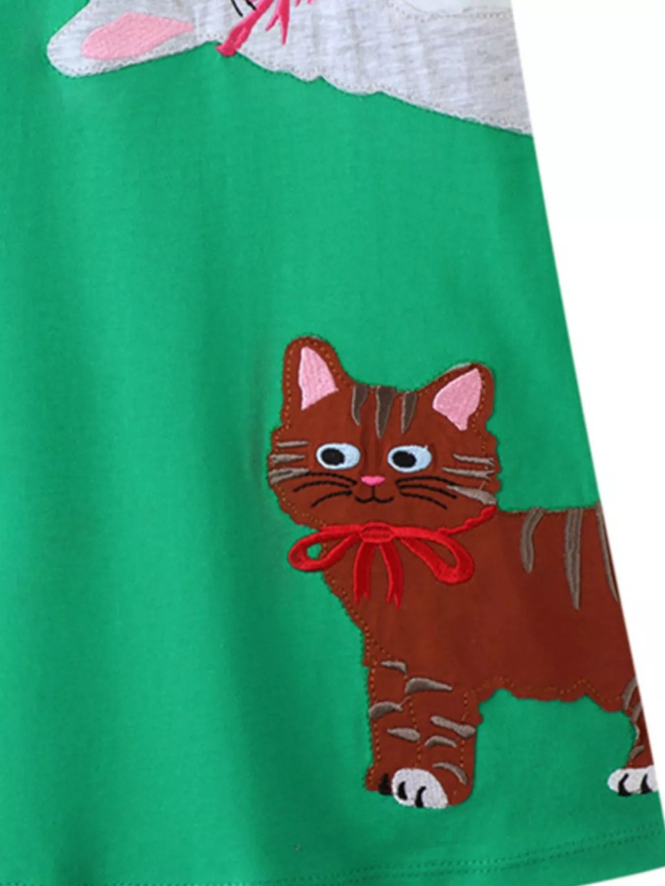Children's Cute Cartoon Cat Round Neck Dress