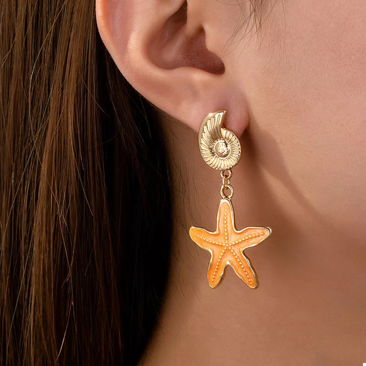 Ocean Shell Starfish Drop Earrings