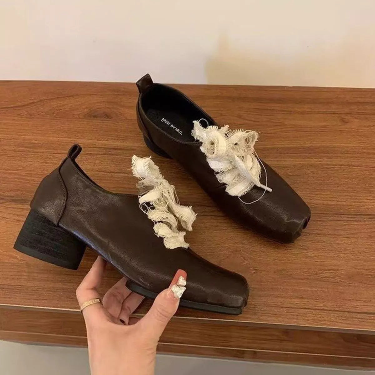 Square Toe Block Heels Pumps