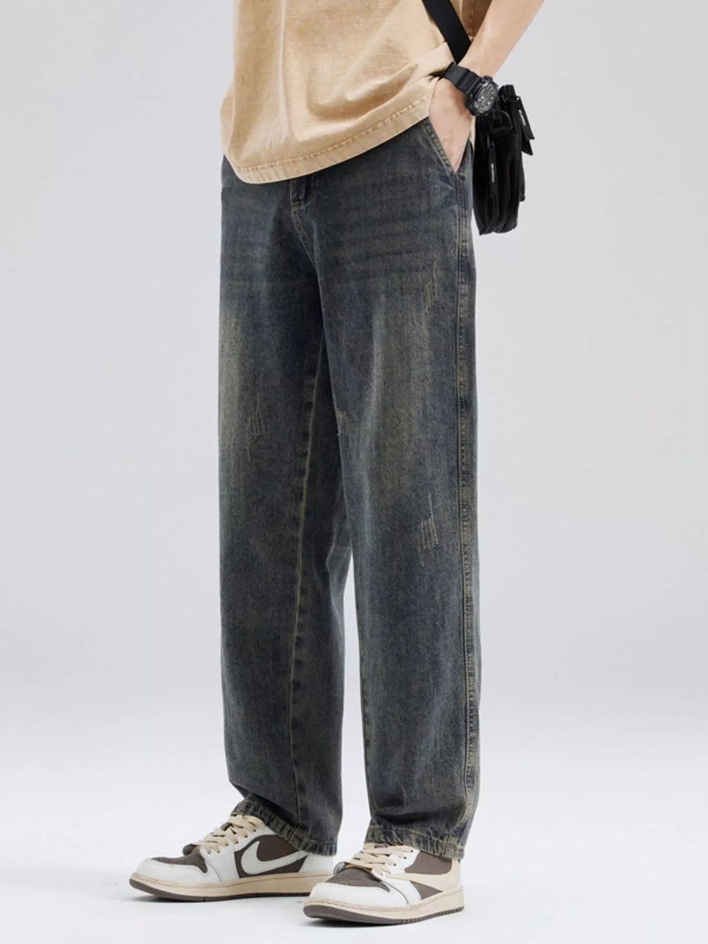 Men's Full Size Washed Relaxed Fit Jeans Plus Size