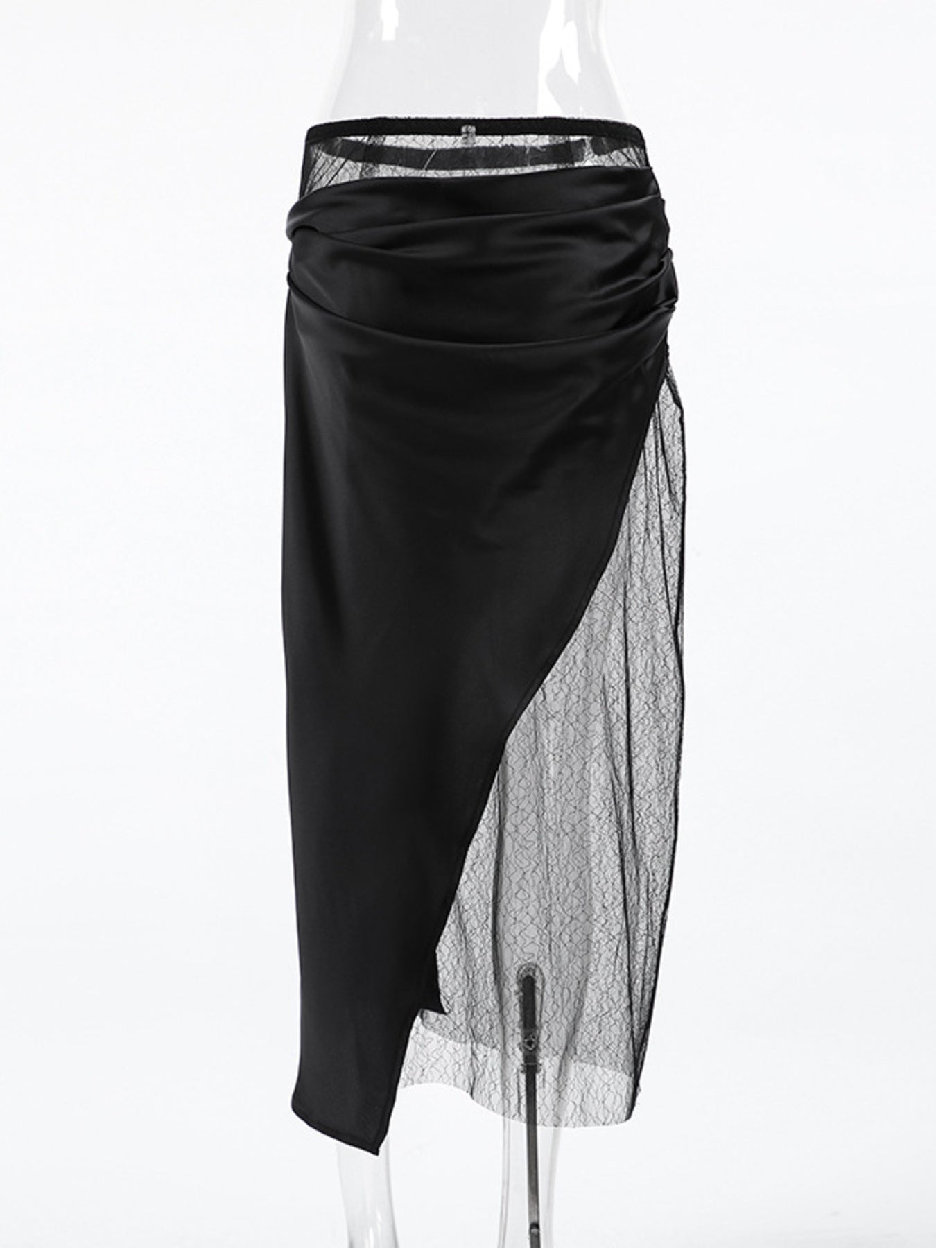 Lace Panel Midi Skirt