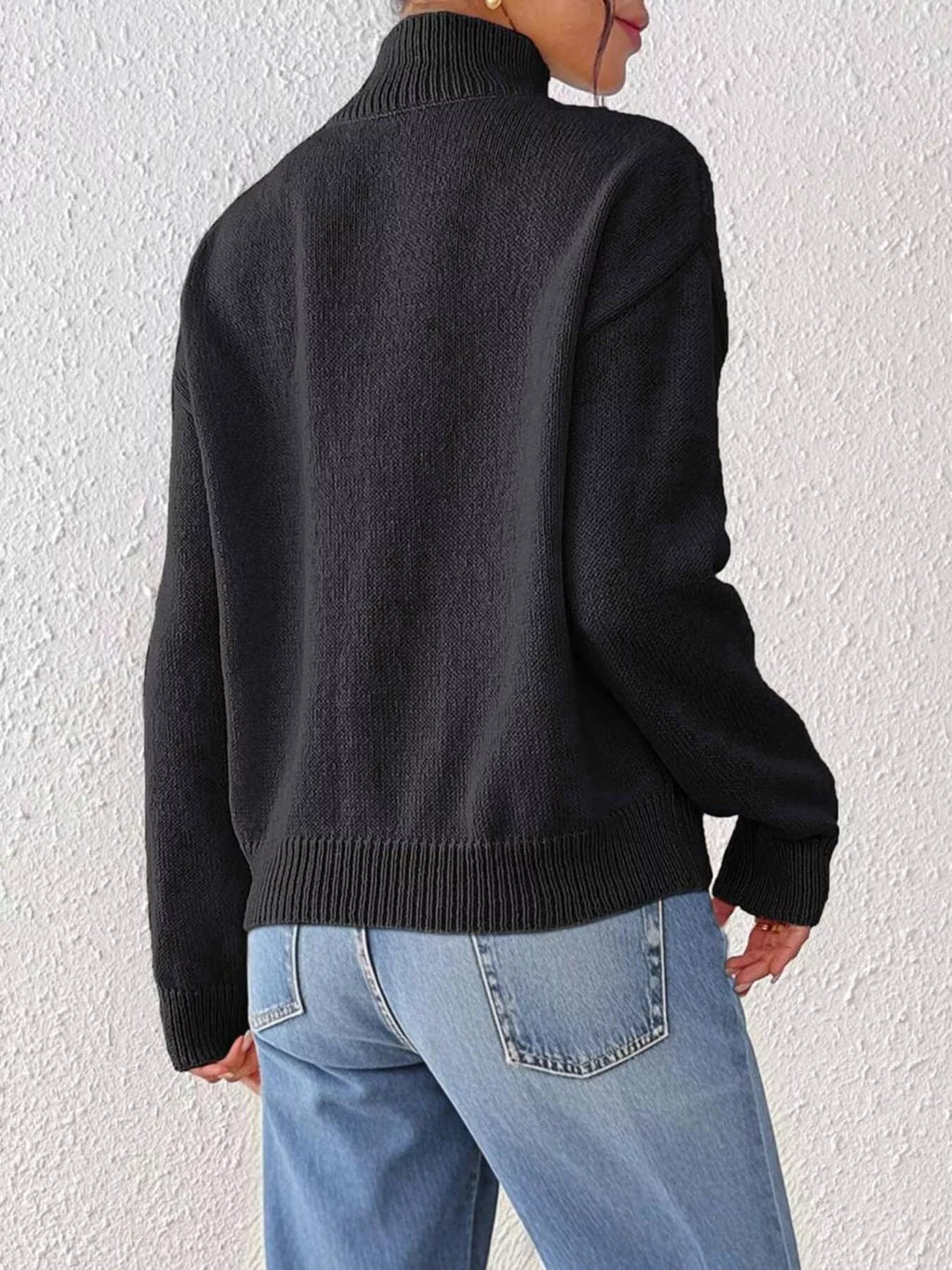 Turtleneck Dropped Shoulder Sweater
