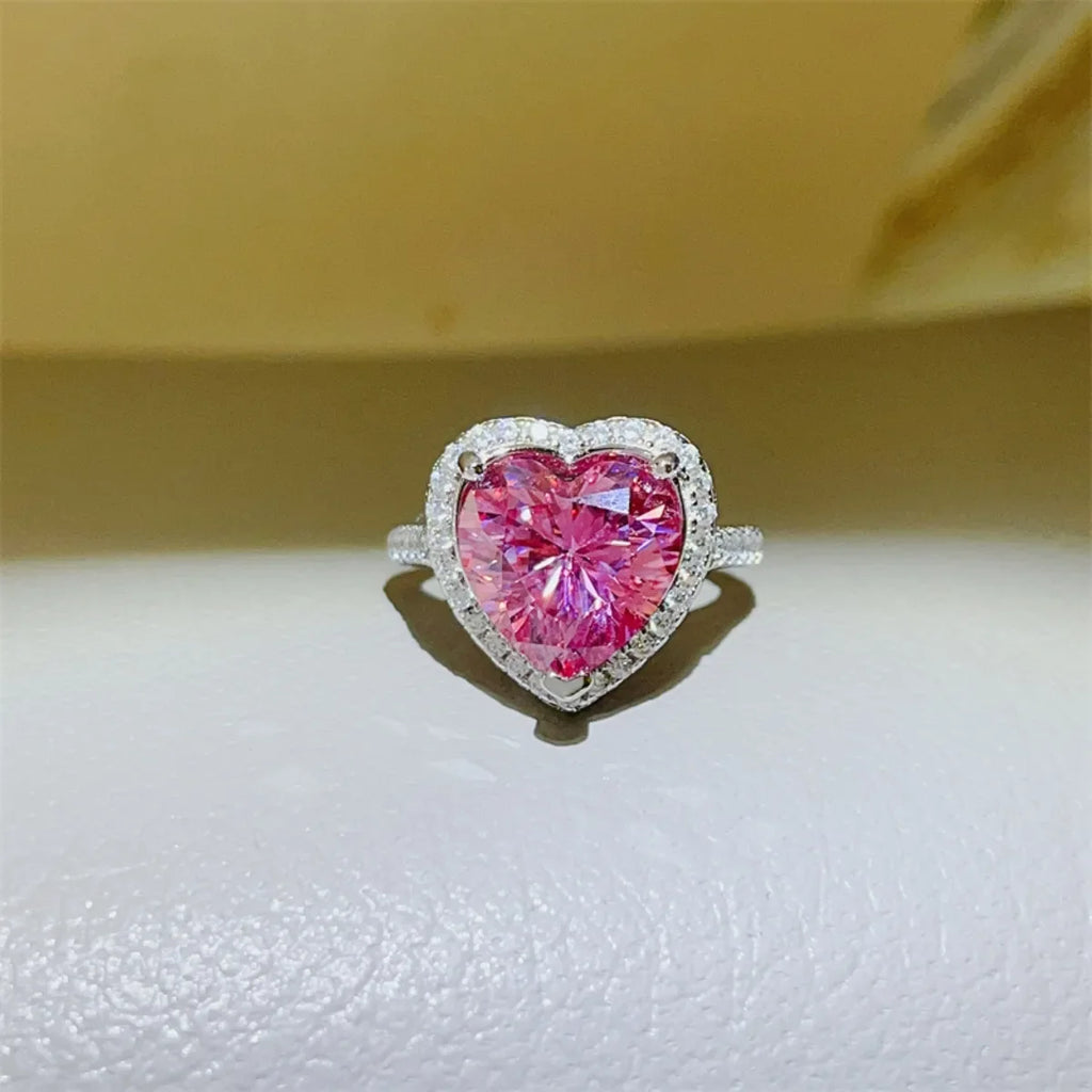 5 Carat Moissanite 925 Sterling Silver Heart Ring
